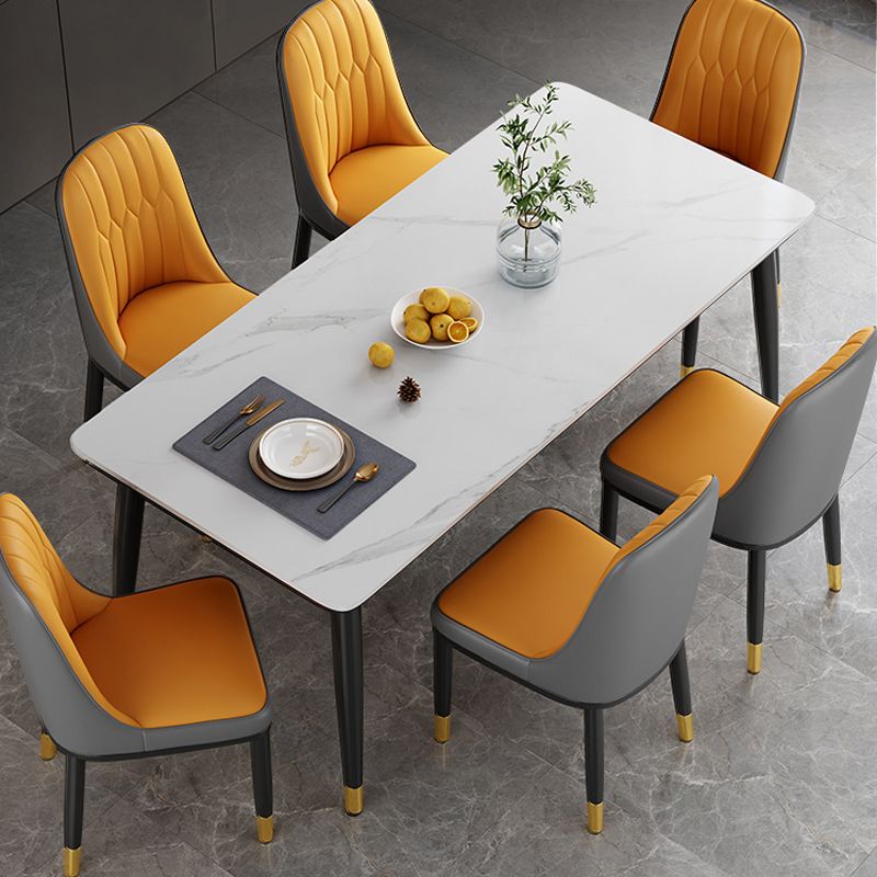 Metal 4 Legs Dining Table Contemporary Rectangle Stone Top Dining Table for Living Room Clearhalo 'Dining Tables & Seating' 'Dining Tables' 'dining_table' 'furn' 'furn_dining_table' 'Furniture' 'furniture_dining_table' 'Kitchen & Dining Furniture' 'kitchen' 'kitchen_dining_table' 1200x1200_4d2c3c2f-fe23-4faf-bab2-149dc59dbbc1