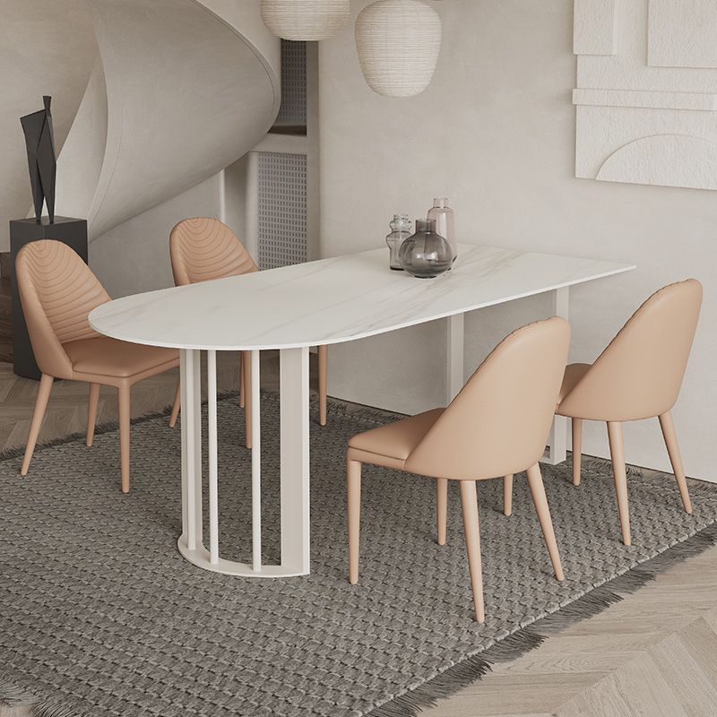 Modern Style Dining Table White Top Sintered Stone Table for Home Clearhalo 'Dining Tables & Seating' 'Dining Tables' 'dining_table' 'furn' 'furn_dining_table' 'Furniture' 'Kitchen & Dining Furniture' 1200x1200_4d2f6da4-ac4b-43f0-ba2e-fa67071ae346