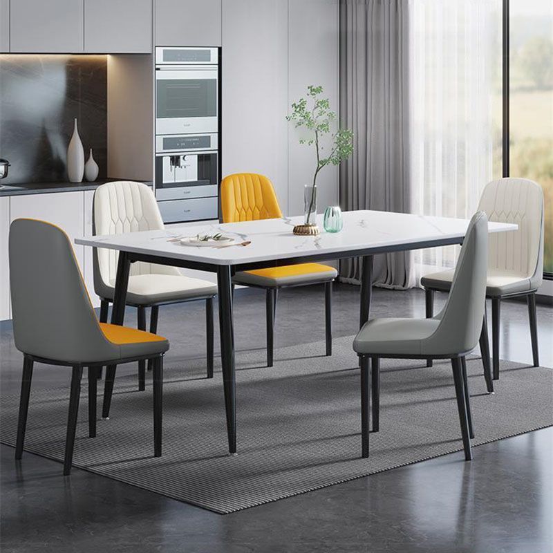 Mesa industrial rectangular de piedra Mesa de comedor de altura estándar con 4 patas