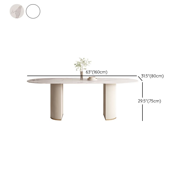 Oval Contemporary Dining Table Sintered Stone Home Fixed Desk