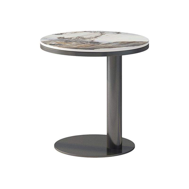 Modernistic Pedestal Table 19.7" Round Slate Top Side End Table