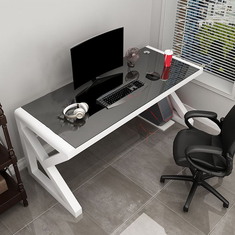 Hedendaags glazen rechthoekige gaming -bureau gespiegeld schrijfbureau voor thuis