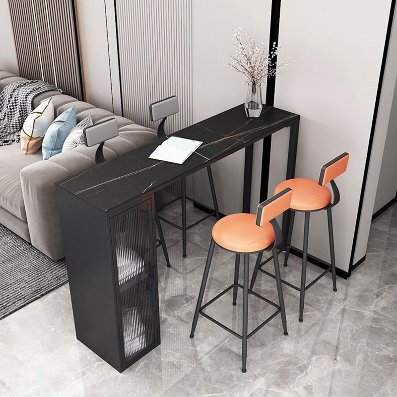 Modern Style Bistro Bar Table Sintered Stone Bar Table with Storage Clearhalo 'Bar Furniture' 'Bar Tables' 'bar_tables' 'furn' 'furn_bar_tables' 'Furniture' 'Kitchen & Dining Furniture' 1200x1200_4d35f1fb-6baf-40c1-871b-acf275f78f35