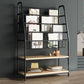 Modern Style Bookcase Metal Open Back Ladder Bookshelf for Home Office
