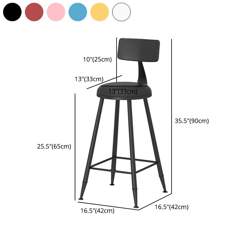 Modern Armless Backrest Counter Stool Iron Milk Tea Shop Bar Stool with Leather Cushion Clearhalo 'Bar Furniture' 'Bar Stools' 'bar_stools' 'furn' 'furn_bar_stools' 'furniture_bar_stools' 'Kitchen & Dining Furniture' 'kitchen&dining_furn' 'kitchen' 'kitchen_furn' Furniture' 1200x1200_4d37e600-48b9-412e-aa93-68124773f9c0