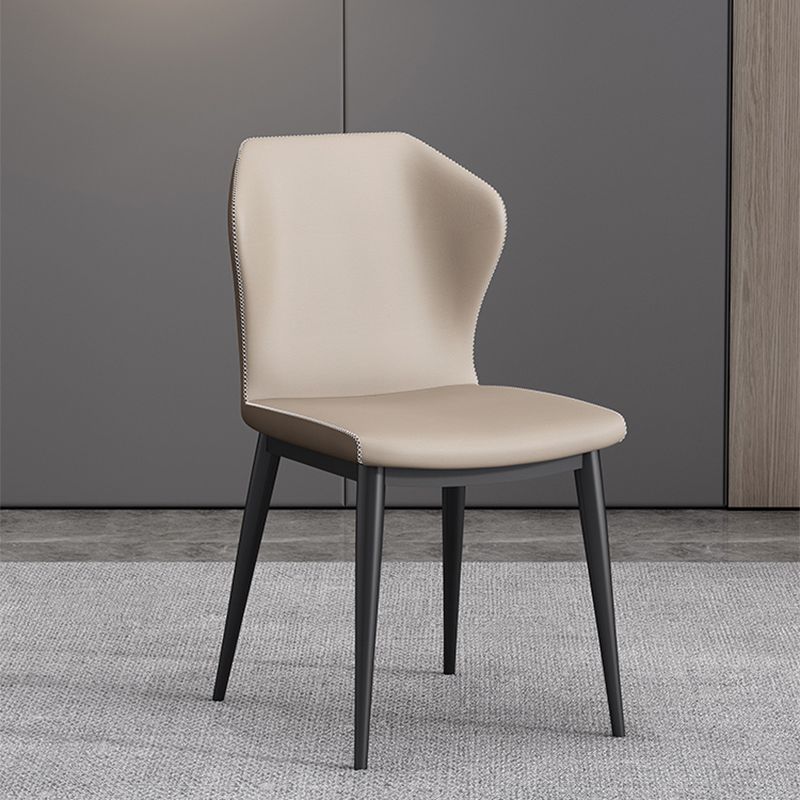 Contemporary Metal Dining Room Chairs Faux Leather Dining Armless Chairs (Set of 4) Clearhalo ' kitchen&dining_furn' 'Dining Chairs' 'Dining Tables & Seating' 'dining_chair' 'furn' 'furn_dining_chair' 'Furniture' 'furniture_dining_chair' 'Kitchen & Dining Furniture' 'kitchen' 1200x1200_4d387b0e-29cb-4db2-a571-e3d9f062f6b7