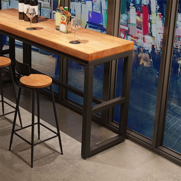 工業用長方形パブテーブルセット 1/4/6/7 ピース無垢材ビストロセット