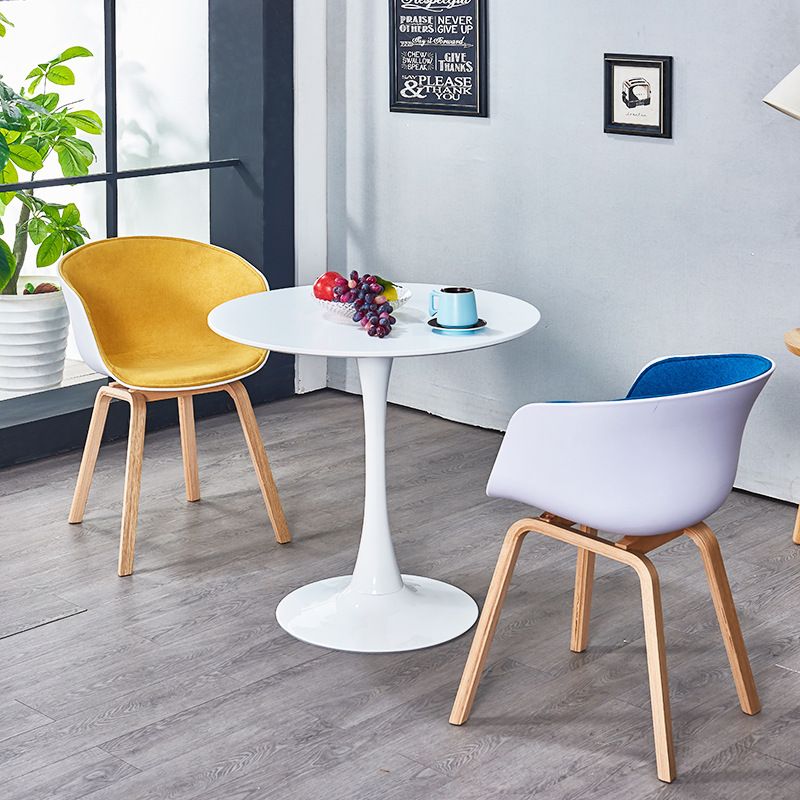 Modern White Solid Back Dining Arm Chair Wood Kitchen Dining Arm Chair Clearhalo ' kitchen&dining_furn' 'Dining Chairs' 'Dining Tables & Seating' 'dining_chair' 'furn' 'furn_dining_chair' 'Furniture' 'furniture_dining_chair' 'Kitchen & Dining Furniture' 'kitchen' 1200x1200_4d399683-1df8-4fd9-b010-698d761cc356