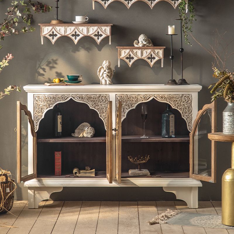 Industrial Wood Accent Cabinet Distressed Finish Fretwork Accent Cabinet Clearhalo 'Cabinets & Chests' 'cabinets_chests' 'furn' 'furn_cabinets_chests' 'Furniture' 'Living Room Furniture' 1200x1200_4d3ab5e4-39f7-44e2-ba99-7ba7ca195a7c