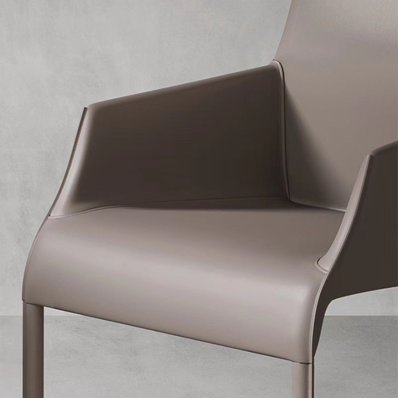 Dining Room Parsons Chair Indoor Faux Leather Upholstered Arm Chair