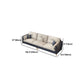 Scandinavian Stain-Resistant Faux Leather Tufted Back Beige Sofa & Chaise