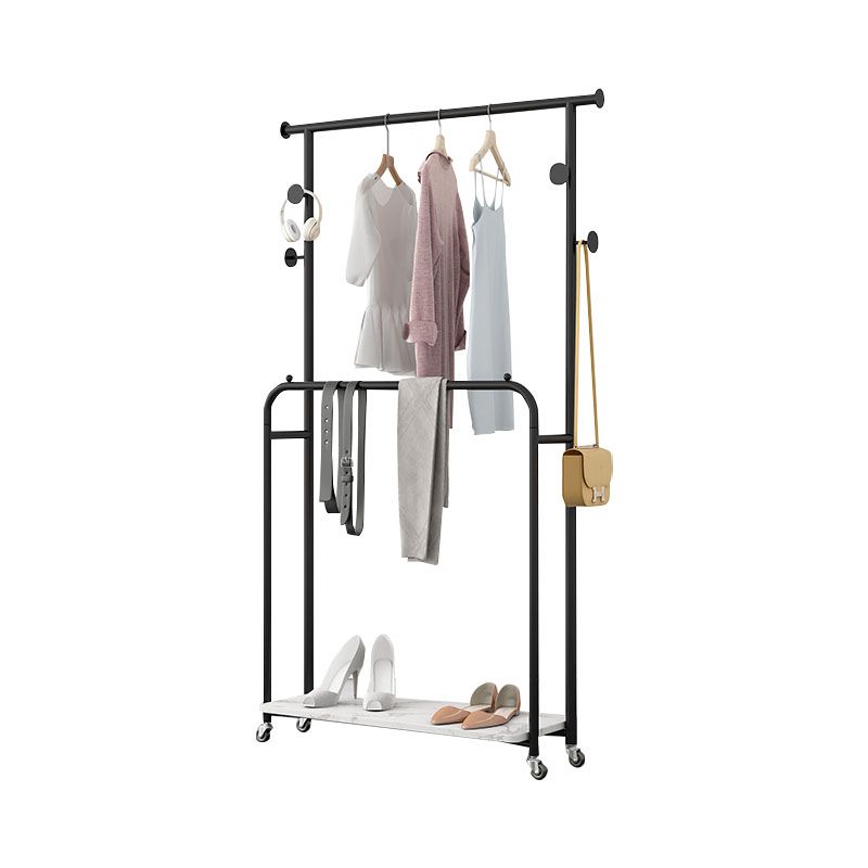 Glam Entryway Kit 2 Hanging Rails Lower Shelf and Hooks Coat Hanger Clearhalo 'Entry & Mudroom Furniture' 'furn' 'furn_hall_tree_coat_racks' 'Furniture' 'Hall Trees & Coat Racks' 'hall_tree_coat_racks' 1200x1200_4d3e64f4-428d-4850-a955-1ef148113342
