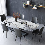 Industrial Sintered Stone Top Dining Table Rectangle Table with Single Pedestal Clearhalo 'Dining Tables & Seating' 'Dining Tables' 'dining_table' 'furn' 'furn_dining_table' 'Furniture' 'furniture_dining_table' 'Kitchen & Dining Furniture' 1200x1200_4d41b503-9ebd-4124-a53d-d880f834f7d7