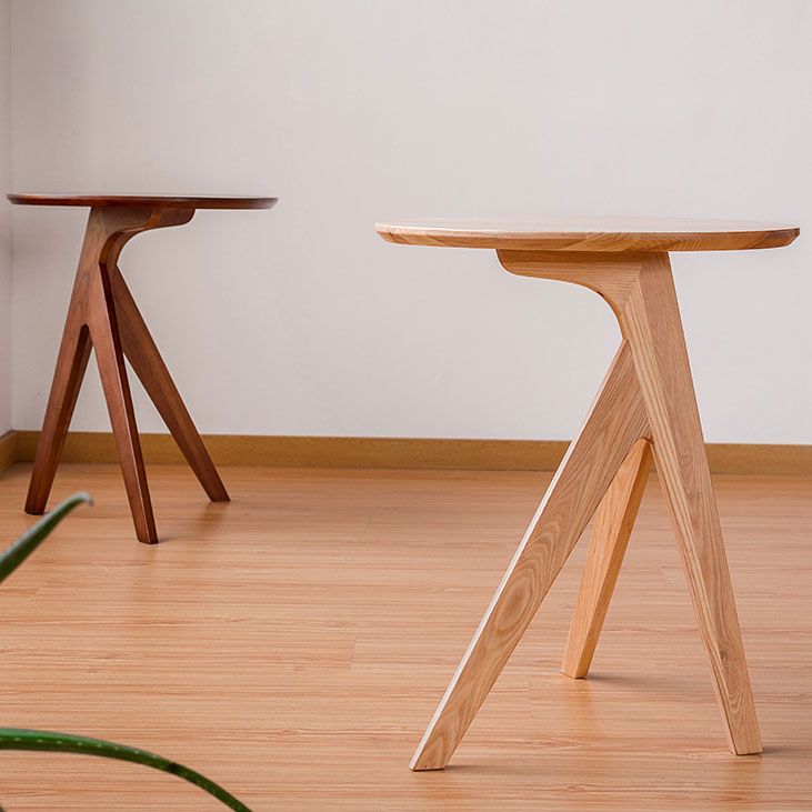 Tavolo da parte superiore rotondo in legno massiccio 23,6 "TABELLO DI FINE 3 gambe alto