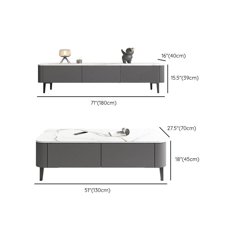 4 gambe tavolo da cocktail di caffè con cassetti di stoccaggio top rettangolo