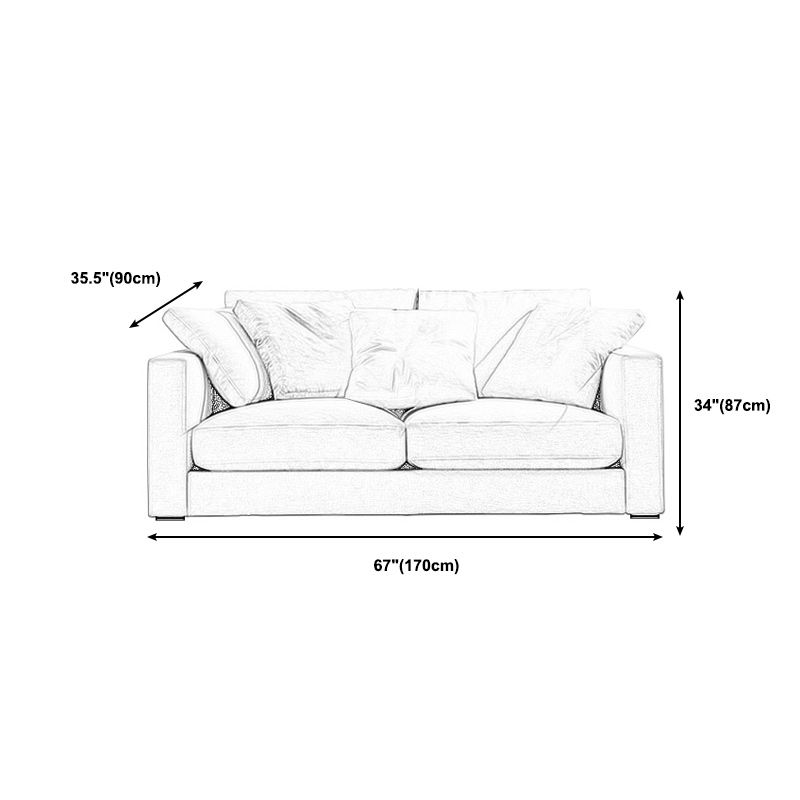 Linen Blend Square Arm Sofa and Sectional with Slipcovered for Living Room