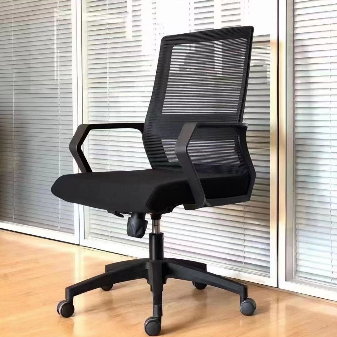 Silla de oficina moderna brazos fijos altura de asiento ajustable altura giratoria con espalda transpirable