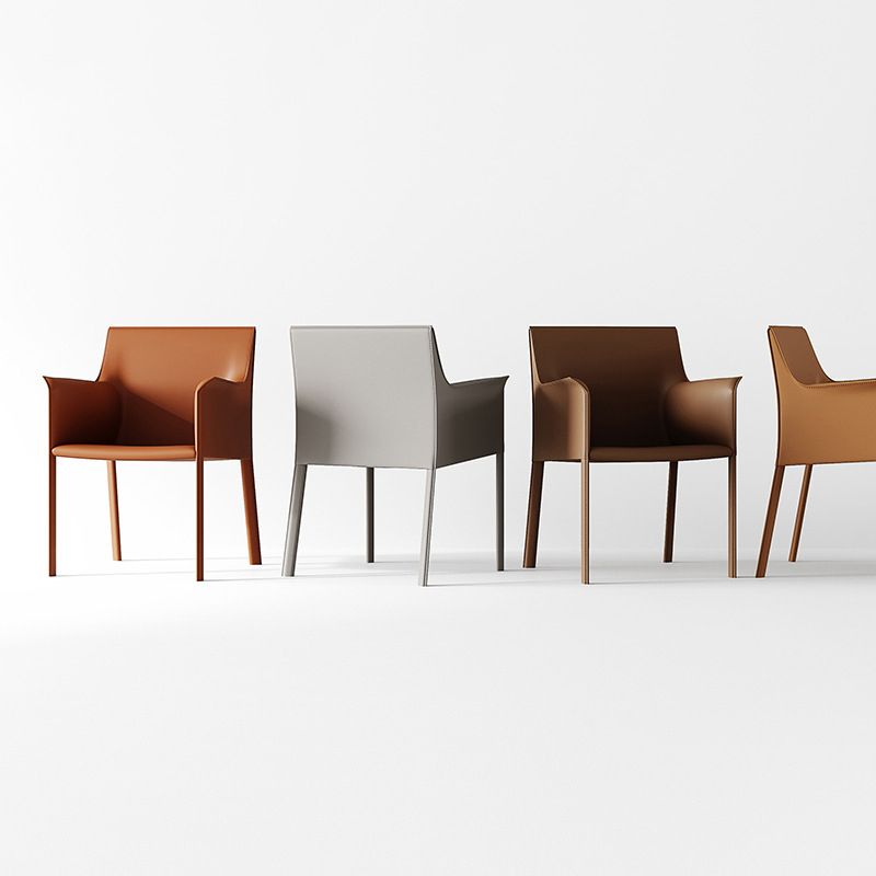 Metal Contemporary Dining Side Chairs Dining Room Solid Back Chair with Arm (Set of 2) Clearhalo ' kitchen&dining_furn' 'Dining Chairs' 'Dining Tables & Seating' 'dining_chair' 'furn' 'furn_dining_chair' 'Furniture' 'furniture_dining_chair' 'Kitchen & Dining Furniture' 'kitchen' 1200x1200_4d4695b7-78dc-434f-a67e-7c66cc177b21