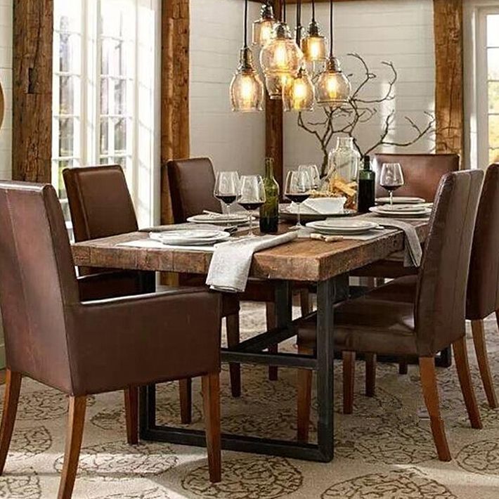 Contemporary Brown Kitchen Dining Table Rectangle Solid Wood Dining Table with Trestle Base Clearhalo ' dining_table' 'Dining Tables & Seating' 'Dining Tables' 'furn' 'furn_dining_table' 'Furniture' 'furniture_dining_table' 'Kitchen & Dining Furniture' 'kitchen&dining_furn' 'kitchen' 'kitchen_dining_table' 1200x1200_4d48763d-1ce8-4d87-a5ff-39220491f6e1