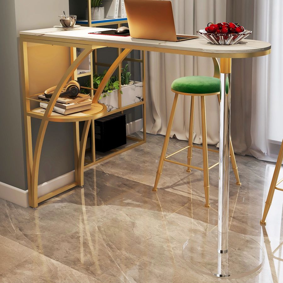 Glam Style 41.3"H Bar Table Faux Marble White Top Specialty Bistro Table Clearhalo 'Bar Furniture' 'Bar Tables' 'bar_tables' 'furn' 'furn_bar_tables' 'Furniture' 'furniture_bar_tables' 'Kitchen & Dining Furniture' 'kitchen&dining_furn' 'kitchen' 1200x1200_4d4a7a52-94f9-448c-9bda-5f1bc7430511