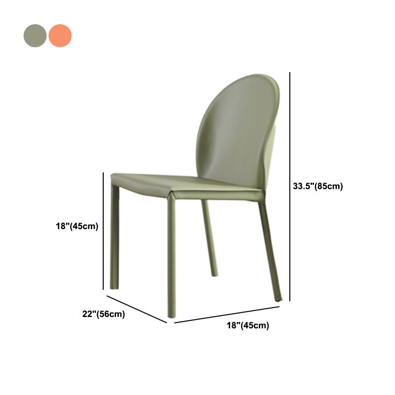 Orange and Green Dining Chairs Modern Faux Leather Armless Dining Side Chair