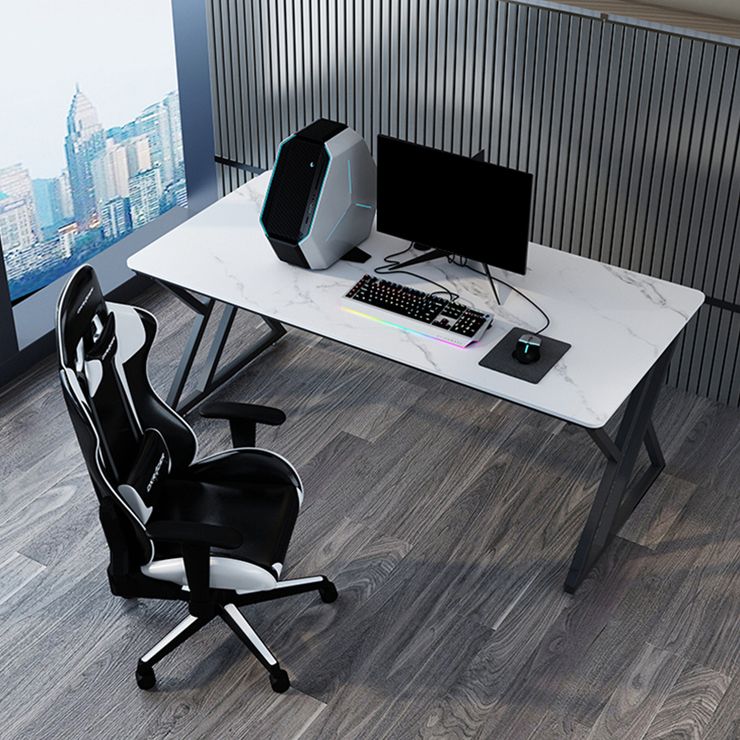 Zeitgenössischer Stil rechteckiger Schreibtisch Stein Schlitten Basis Büro Schreibtisch