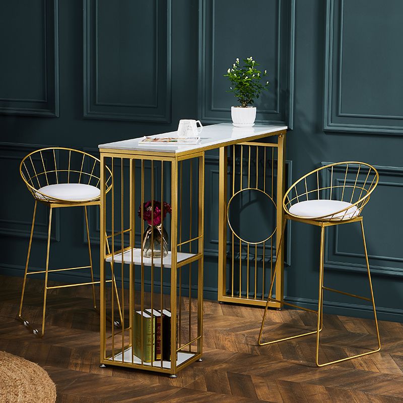 Stone Bar Dining Table Glam Rectangle Bar Table with Double Pedestal for Dessert Shop Clearhalo 'Bar Furniture' 'Bar Tables' 'bar_tables' 'furn' 'furn_bar_tables' 'Furniture' 'furniture_bar_tables' 'Kitchen & Dining Furniture' 1200x1200_4d4cbb54-02ff-45fc-ad85-426b3c76e939