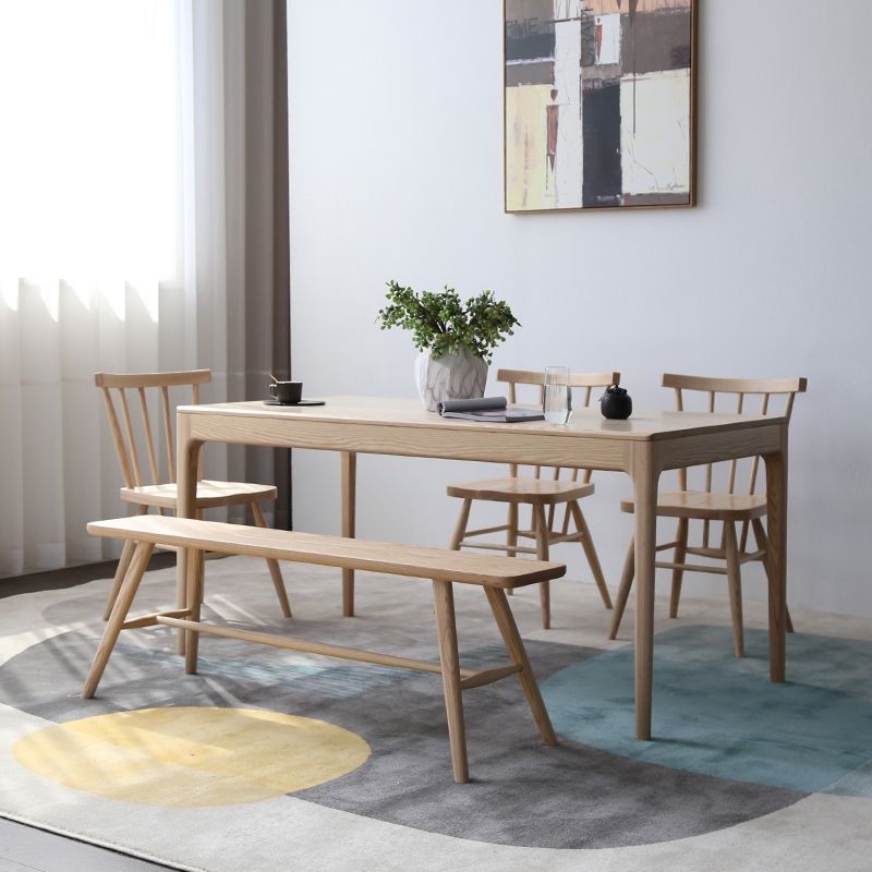 Table de bois de cendres moderne médiévale pour table rectangle de restaurant avec 4 jambes