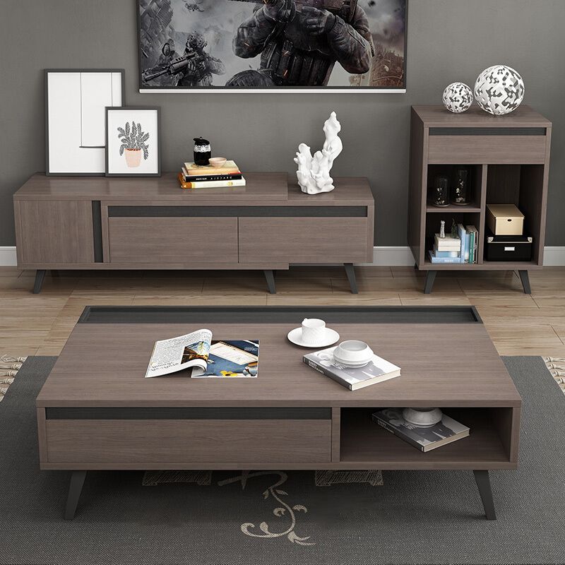 Modern 4 Legs Rectangle Cocktail Table in Wood with a Drawers Clearhalo 'Coffee & Accent Tables' 'Coffee Tables' 'coffee_tables' 'furn' 'furn_coffee_tables' 'Furniture' 'Living Room Furniture' 1200x1200_4d514e85-baf5-40d3-951a-52bc6863137b