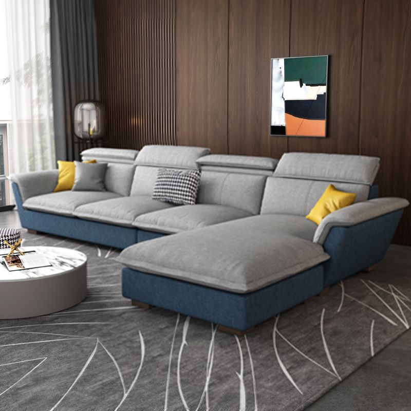 Faux Leather/Cotton-Blend Sofa and Chaise L-Shape Sectional for Four People Clearhalo 'furn' 'furn_sectionals' 'Furniture' 'furniture_sectionals' 'kitchen' 'kitchen_sectionals' 'Living Room Furniture' 'Sectionals' 1200x1200_4d51633c-9a1c-4f3f-8dda-b4c1ed5cc533