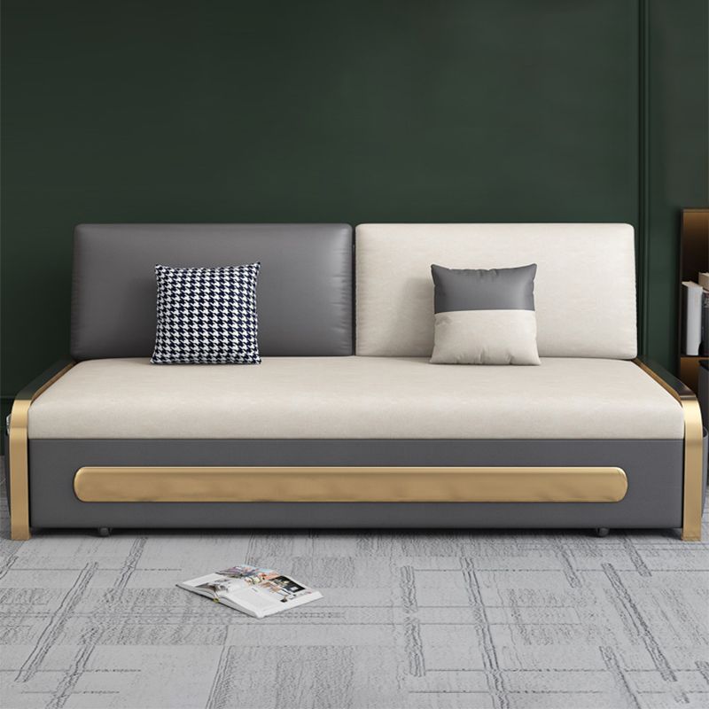 Faux leather Sofa Bed Glam Armless Sleeper Sofa with Upholstered Clearhalo 'furn' 'furn_futons' 'Furniture' 'Futons & Daybeds' 'Futons' 'Living Room Furniture' 1200x1200_4d52917a-898e-4f78-b44a-10f541db48b7