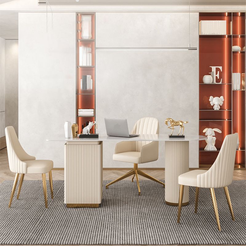 Distano da ufficio glam con 3 cassetti di stoccaggio scrivania beige