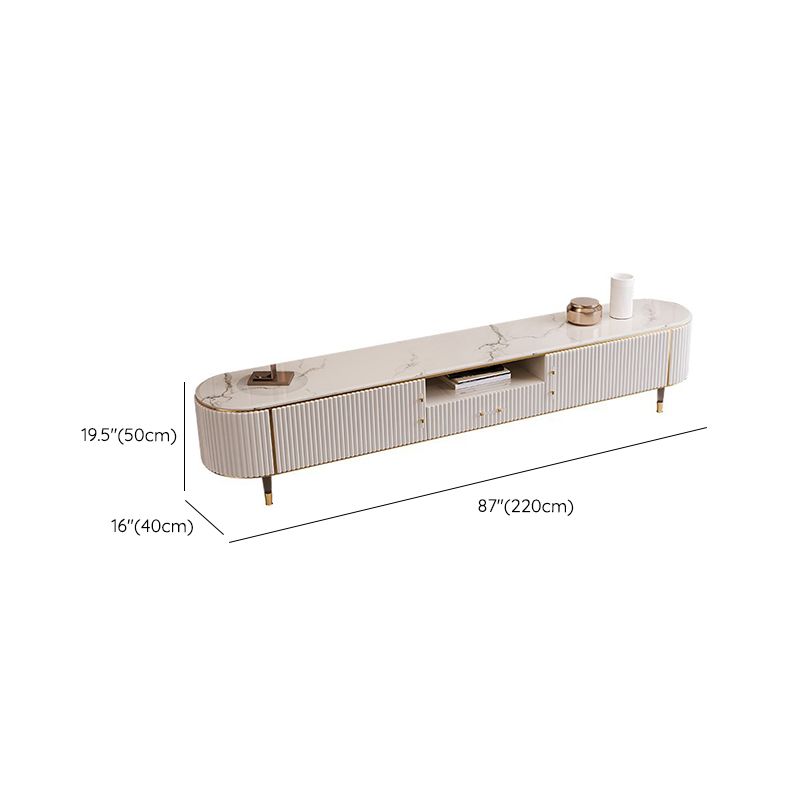 Console porta TV in pietra Console multimediale TV con contenitori aperti con cassetti
