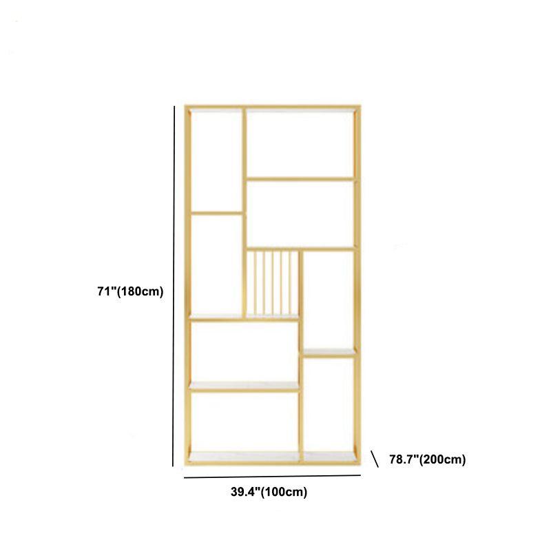 Gold Vertical Open Bookcase Glam Etagere Metal Book Shelf for Bedroom