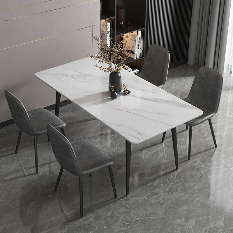 Modern Style Sintered Stone Dining Room Set with Fixed Rectangle Shape Table and 4 Legs Base Clearhalo 'Dining Room Sets' 'Dining Tables & Seating' 'dining_room_set' 'furn' 'furn_dining_room_set' 'Furniture' 'furniture_dining_room_set' 'Kitchen & Dining Furniture' 'kitchen&dining_furn' 'kitchen' 1200x1200_4d5969bf-da19-4087-b28e-83b2b046146d
