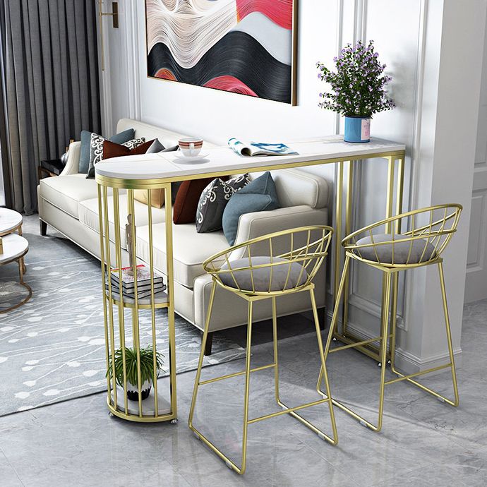 Glam Style 1/2/3 Pieces Sintered Stone Bar Table Set Fixed Table Counter Set for Home Use Clearhalo 'Bar Furniture' 'furn' 'furn_home_bar_bar_sets' 'Furniture' 'Home Bars & Bar Sets' 'home_bar_bar_sets' 'Kitchen & Dining Furniture' 1200x1200_4d5977b4-555c-4177-a296-5243921b9930