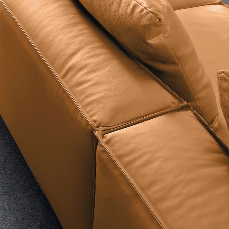 Contemporary Genuine Leather Settee Square Arm Loveseat in Green/Beige/Brown/Gray Clearhalo 'furn' 'furn_sofas' 'Furniture' 'furniture_sofas' 'Living Room Furniture' 'Sofa' 'sofas' 1200x1200_4d5b7aa2-ac1f-415d-a10a-7300009e69fd