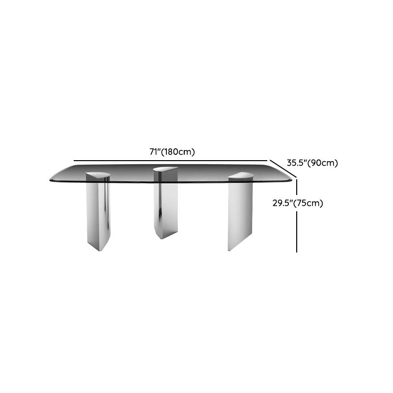 Rectangular Dining Table Clear Glass Tabletop with Chrome Base Clearhalo 'Dining Tables & Seating' 'Dining Tables' 'dining_table' 'furn' 'furn_dining_table' 'Furniture' 'Kitchen & Dining Furniture' 1200x1200_4d5c7a35-895a-444c-8fa9-6838cc78b63e