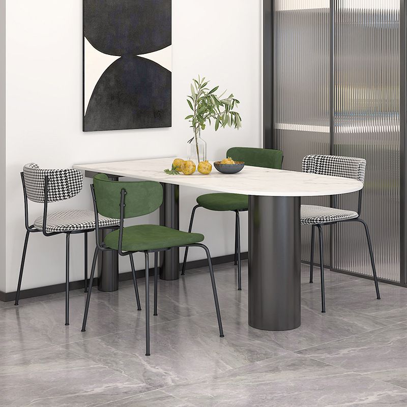 Modern Style Dining Table White Sintered Stone Dining Table with Black Base for Kitchen Clearhalo 'Dining Tables & Seating' 'Dining Tables' 'dining_table' 'furn' 'furn_dining_table' 'Furniture' 'furniture_dining_table' 'Kitchen & Dining Furniture' 'kitchen' 'kitchen_dining_table' 1200x1200_4d5da825-50fb-4ea7-a3bc-c7baf48b2cfb