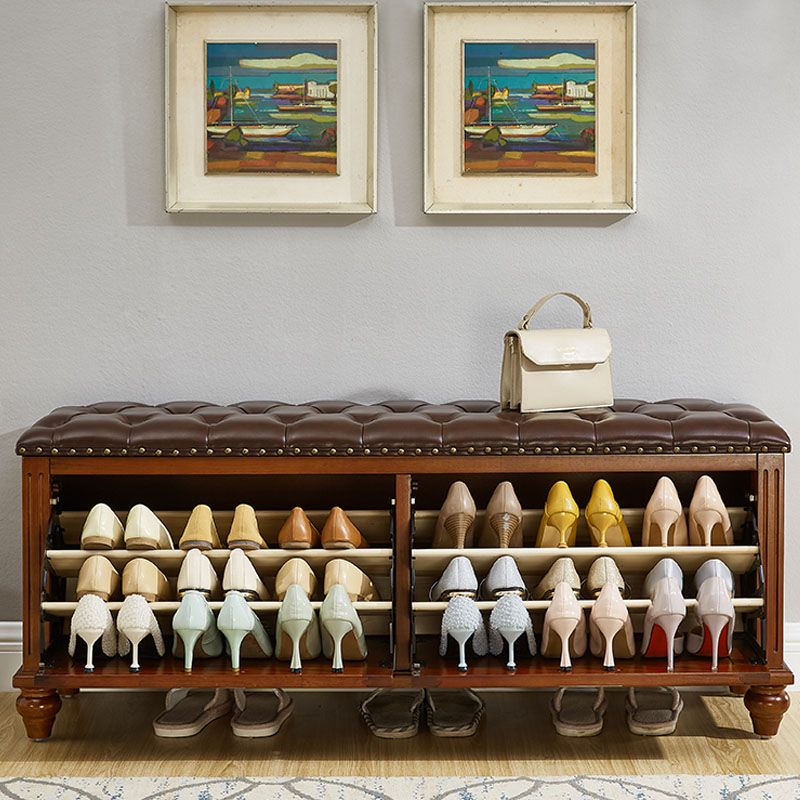 Traditional Entryway Bench Solid Wood Bench with Upholstered Clearhalo 'Benches' 'Chairs & Seating' 'furn' 'furn_benches' 'Furniture' 'Living Room Furniture' 1200x1200_4d5e675d-f120-4f06-b603-86632415841e