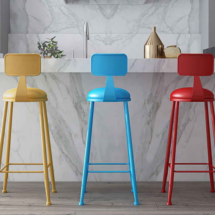 Nordic Armless Backrest Counter Stool Iron Couture Bar Stool with Cushion and Pedal Clearhalo 'Bar Furniture' 'Bar Stools' 'bar_stools' 'furn' 'furn_bar_stools' 'Furniture' 'Kitchen & Dining Furniture' 1200x1200_4d62cad9-6b57-4ccb-8c70-044bc89871bf
