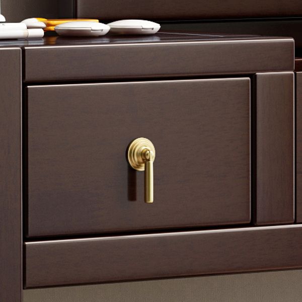 Traditions Rubberwood Vanity Set with Mirror 15.75"" Wide Brown Vanity Clearhalo 'Bedroom Furniture' 'furn' 'furn_makeup_vanities' 'Furniture' 'Makeup Vanities' 'makeup_vanities' 1200x1200_4d632ae5-c555-4791-b78f-4e302b628cbd