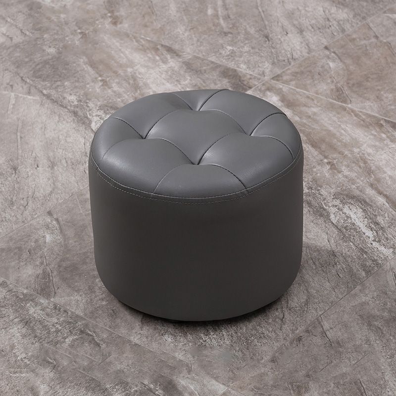 Modern Faux Leather Ottoman Plain Tufted Detail Round Footstool Ottoman Clearhalo 'furn' 'furn_ottomans_poufs' 'Furniture' 'Living Room Furniture' 'Ottomans & Poufs' 'ottomans_poufs' 1200x1200_4d634fc7-74e4-4bd6-b409-9f0be0829629