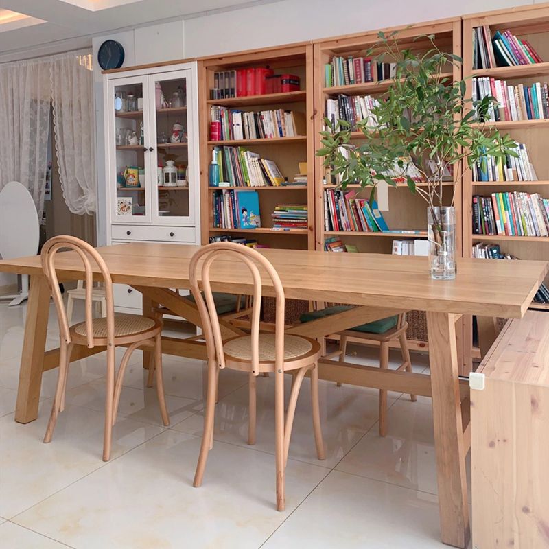 Modern Rectangle Solid Wood Dining Table Trestle Base Dining Table Clearhalo 'Dining Tables & Seating' 'Dining Tables' 'dining_table' 'furn' 'furn_dining_table' 'Furniture' 'Kitchen & Dining Furniture' 1200x1200_4d6425fd-bedf-473d-8057-e8f2ded7ea11