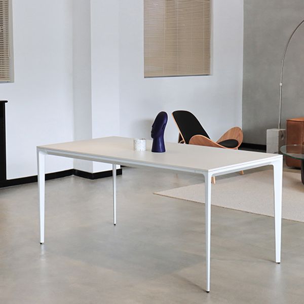 Contemporary Dining Table Sintered Stone Rectangular Table with Metallic Four-leg Clearhalo ' dining_table' 'Dining Tables & Seating' 'Dining Tables' 'Furniture' 'furniture_dining_table' 'Kitchen & Dining Furniture' 'kitchen&dining_furn' 'kitchen' 'kitchen_dining_table' 1200x1200_4d65555f-48de-4693-b590-abeddd5d01d4
