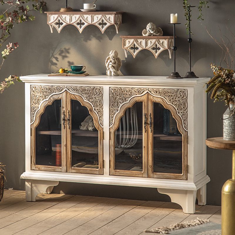 Industrial Wood Accent Cabinet Distressed Finish Fretwork Accent Cabinet Clearhalo 'Cabinets & Chests' 'cabinets_chests' 'furn' 'furn_cabinets_chests' 'Furniture' 'Living Room Furniture' 1200x1200_4d6696a7-0ad0-4a91-ac61-1ab50ffa6c50