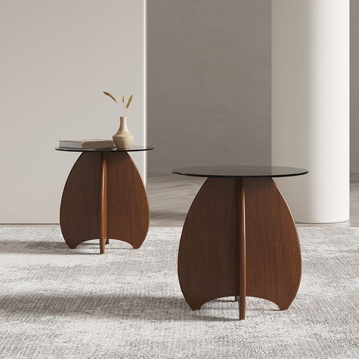 Contemporary Style Side End Table Solid Wood Sofa Side Accent Table Round Side End Table