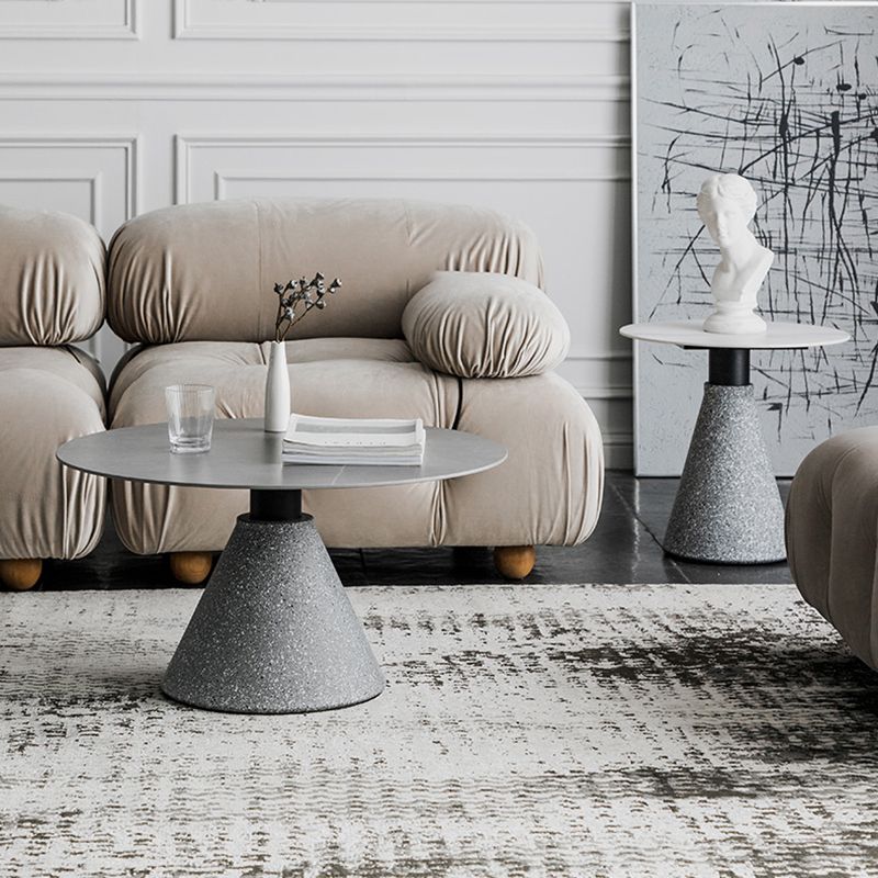 Slate Coffee Table Round Modern Minimalist Coffee Table for Living Room