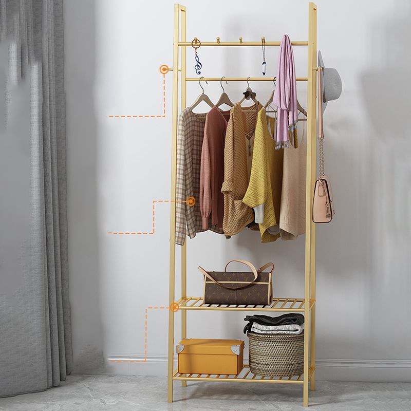 Arbre de salle industriel à entrée avec deux étagères de rangement, support de hall avec deux rails suspendus