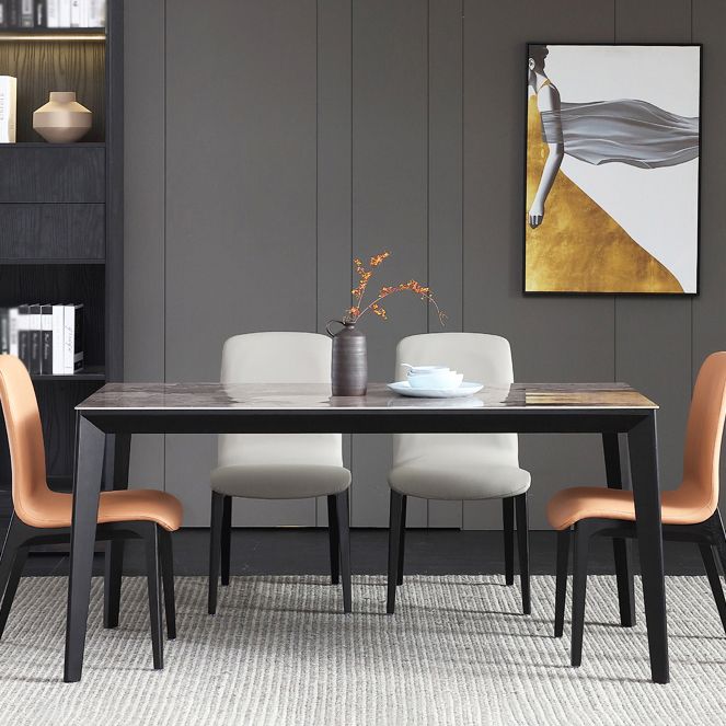 Sintered Stone Grey Tone Table Mid-Century 4 Legs Table for Dining Room Clearhalo ' dining_table' 'Dining Tables & Seating' 'Dining Tables' 'furn' 'furn_dining_table' 'Furniture' 'furniture_dining_table' 'Kitchen & Dining Furniture' 'kitchen&dining_furn' 'kitchen' 'kitchen_dining_table' 1200x1200_4d6ad492-c1d2-4759-b64b-f28958bd513f